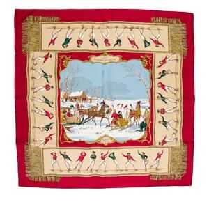 Authentic Hermes Les Plaisirs Du Froid Silk Scarf